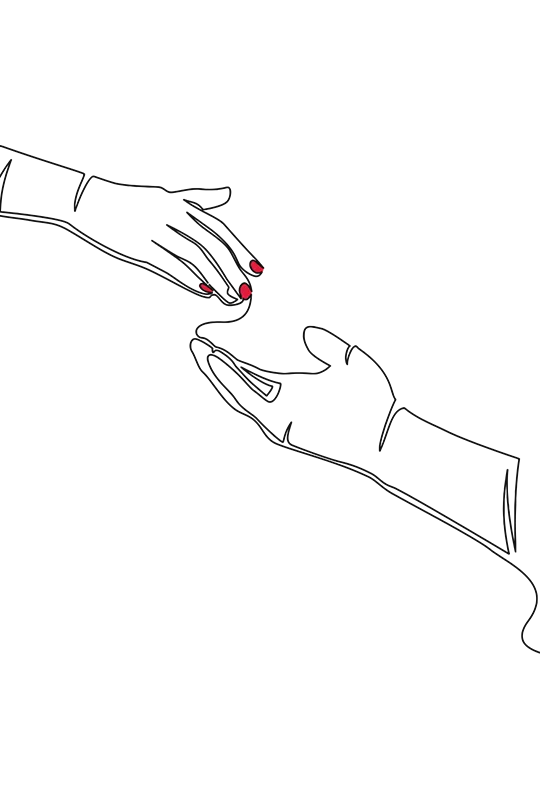 An illustration of two hands about to touch